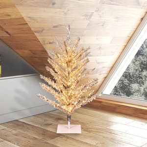 Artificial Spruce Christmas Tree with Warm White LED <b>Lights</b> Plug-In Indoor Decor Standing Base Bendable <b>Branches</b> - Product Image 4