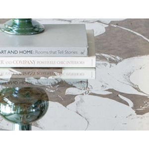 Grande Tavolo da Pranzo Specchiato 71x39.5x31.5 con Elegante Design Floreale e Finitura Argento, Arredamento Elegante per la Casa - Product Image 3