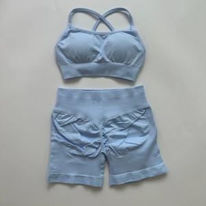 Ropa Deportiva de Gimnasio Personalizada de Alta Calidad, Sin Costuras, de 2 Piezas, Sin Mangas, con Cintura Elástica - Product Image 5