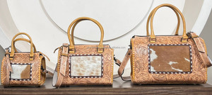 Premium Hair-On Cowhide <b>Leather</b> Crossbody Travel Duffel Bags Trendy <b>Tooled</b> Floral <b>Leather</b> Designer Medium Speedy Bags For Women - Product Image 4