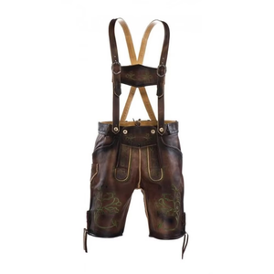 Pantalones Cortos de Cuero Auténtico Estilo Bávaro, Diseño Nuevo y Elegante, Transpirables, con Tirantes, Traje Tradicional Alemán, Precio de Fábrica - Product Image 1