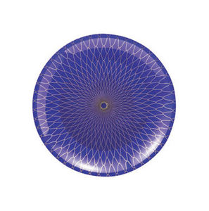 Plateau rond en plastique noir sur mesure avec motif bambou doré, matière PP de qualité alimentaire, diamètre 300 mm - Product Image 1
