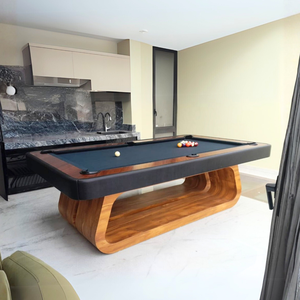 Table de billard de luxe sur mesure Taka Maka avec plateau en cuir Negroni Top Argmac et base en bois - Product Image 1