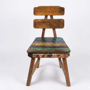 Chaise de salle à manger rustique artisanale en bois de bateau récupéré, écologique, couleur naturelle, pour intérieur/extérieur, mobilier de villégiature, maison, villa - Product Image 1