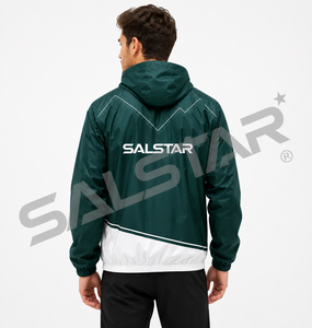 Custom <b>Men</b>’s Windbreaker Green <b>White</b> <b>Jacket</b> Set Lightweight Hooded Running Sportswear Sublimation Training Jogging Tracksuit OEM - Product Image 2