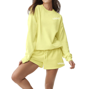 Conjunto de Sudadera Oversize Personalizada y Pantalones Cortos de Felpa Francesa Amarillo Sol, Estilo Urbano Premium OEM - Product Image 1