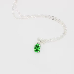 Sterling Silver Green <b>Emerald</b> <b>Pendant</b> Green Cubic Zirconia Gemstone <b>Pendant</b> Minimalist Jewelry Wholesale Supplier - Product Image 1