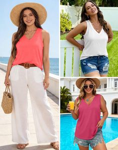 Camisetas sin mangas de moda para mujer, cuello en V, holgadas, informales de verano, blusas ligeras, proveedor mayorista - Product Image 3