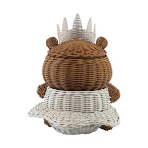 Cesta de Almacenamiento de Mimbre Ecológica con Forma de Oso Tutú, Maceta Única con Forma de Animal, Soporte para Mantas de Piso para Habitación Infantil - Product Image 6
