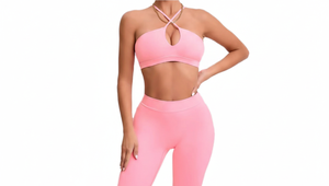Ensemble de 4 pièces pour femme : Soutien-gorge de sport dos croisé et Leggings de yoga taille haute sans couture, couleur unie, grande taille, pour le fitness - Product Image 3