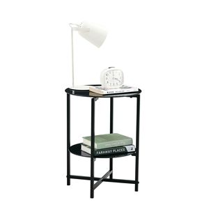 Set 2 pezzi tavolini tondi in vetro temperato per soggiorno o ufficio-mobili da tavolino versatili - Product Image 2