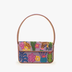 Nouvel Arrivage – Sac Fourre-tout Bandoulière en Cuir Véritable et Toile pour Femme, Sacs à Épaule Élégants Ornés de Perles pour Dames, Vente en Gros pour Filles - Product Image 1