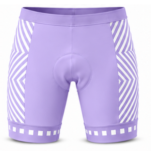 Shorts de cyclisme rembourrés blancs lavande, personnalisables, respirants, à séchage rapide, extensibles, pour la course à vélo, le vélo de route, l'entraînement et la performance - Product Image 1