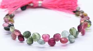 Perles en tourmaline naturelle facettées en forme de cœur, 8 pouces, taille 5,5-6 mm, perles de pierres précieuses en tourmaline multicolores de haute qualité - Product Image 6