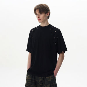 T-shirts décontractés surdimensionnés pour hommes, design personnalisé imprimé, 100% coton, manches longues ou courtes, anti-boulochage, dernier design. - Product Image 5