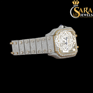 Montre en acier inoxydable avec moissanite noire élégante de qualité supérieure, style diamant, pour les célébrations et le style hip-hop, disponible à la vente - Product Image 4