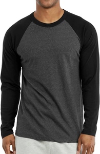 100% Cotton <b>Raglan</b> Long <b>Sleeve</b> Casual <b>T</b>-<b>Shirt</b> for Men Solid Design with Front Logo Knitted Fabric - Product Image 6