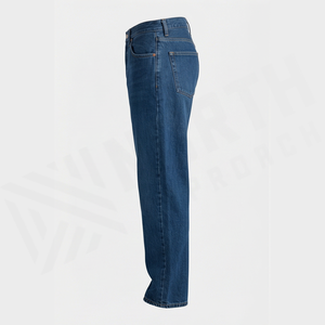 Jean en denim coupe droite délavé foncé pour homme, taille haute, coupe classique, en coton, style décontracté, pantalon d'automne - Product Image 3