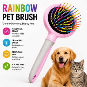 Brosse à poils douce pour animaux de compagnie Rainbow, brosse démêlante pour chiens et chats, fournisseur en gros - Product Image 5