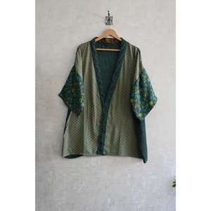 Kimono de Seda Indio Hecho a Mano para Mujer, Bata Corta Estampada para Spa, Ropa de Dormir, Ropa de Playa y Resort - Product Image 2