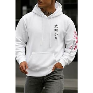 Sudadera con Capucha de Algodón Grueso de Diseño Personalizado OEM, Estampado Gráfico Vintage de Flores de Cerezo, Ropa Casual de Estilo Urbano - Product Image 3
