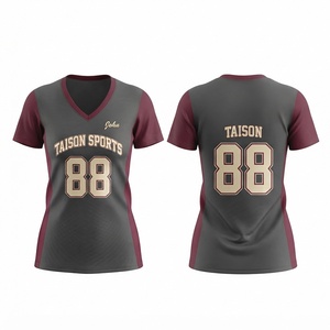 Maillot de lacrosse pour hommes, qualité supérieure, 100% polyester mesh 240 g/m², design à panneaux bordeaux et gris, numéro et logo personnalisés, sport - Product Image 1