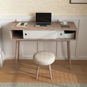 Console a 2 porte bianco con gambe in legno spazio di archiviazione per ingresso di colore naturale per divano divano corridoio o soggiorno - Product Image 6