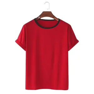 남자 링거 티셔츠 최고의 품질 맞춤 디자인 좋은 결합 색상 남자 링거 티셔츠 스트리트웨어 단색 염색