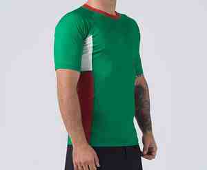 Maillot de bain à manches courtes imprimé sur mesure, protection solaire, couleur verte, séchage rapide, pour homme - Product Image 3