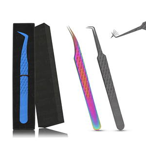 Pince à épiler professionnelle en acier inoxydable pour extensions de cils, avec grip diamanté, emballage boîte individuelle pour une préhension parfaite des cils - Product Image 5