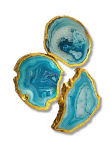 Sous-verres en cristal d'agate naturelle blanche or galvanisé sculpté Technique décorations pour la maison en gros sous-verre en tranche d'agate acheter - Product Image 6