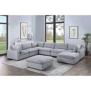 Set componibile componibile 8 pezzo grigio scuro tappezzeria di velluto a coste mobili da soggiorno 3x cunei angolari 3x poltrone senza braccia 2x divani - Product Image 1