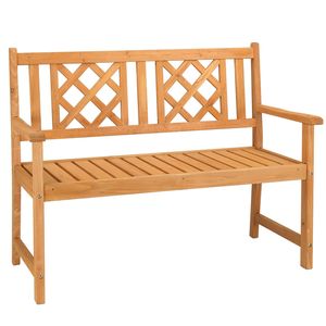Panca da Giardino in Legno di Abete Burlywood 118*56.5*90cm con Schienale a Griglia per Uso Esterno - Product Image 5