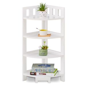 4-Tier <b>Corner</b> Shelf Wood Storage Stand with Multipurpose Cor for Small Home Office or Bathroom Kitchen Storage <b>Unit</b> - Product Image 2