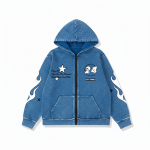 Customized Embroidered Front Solid Zip-Up Hoodies Sweatshirt Winter Oversized 100% Organic Cotton Eco-Friendly <b>Hip</b> Hop - Product Image 2