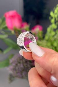 Anillo de banda ancha con diamante de corte redondo de moissanita para mujer, plata 925 original con baño de rodio, regalo de propuesta de matrimonio, joyería nupcial. - Product Image 5