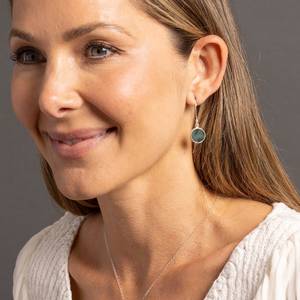 Raw Emerald Drop <b>Earrings</b> Wholesale 925 Sterling Silver Long Circle <b>Earrings</b> Minimalist Jewelry Export Supplier India - Product Image 2