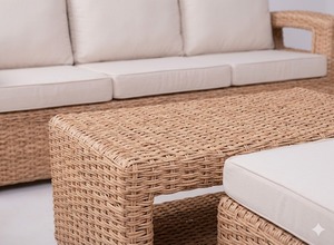 Modern Luxury Outdoor Rattan <b>Sofa</b> Set Handwoven Wicker Garden Furniture Sectional Patio <b>Sofa</b> With <b>Waterproof</b> Cushions For Hotel - Product Image 3