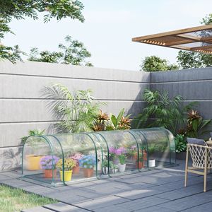Portable 11.5 X3 X2.5 Tunneled Greenhouse with PVC Cover and Zippered Doors UV Water Protection Clear for <b>Agricultural</b> Use - Product Image 2