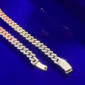 สร้อยคอเงินแท้ S925 ชุบทองคำขาว 14K แบบ Cuban Link ขนาด 6 มม. 10 มม. ประดับเพชรโมอิสซาไนต์เต็มเส้น สไตล์ฮิปฮอป - Product Image 3