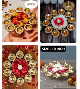 Jaipurios 10-Inch Antique Polished Iron Metal Urli Diya Gold Figurine with <b>Gift</b> <b>Box</b> for Wedding Festive Gifting - Product Image 3