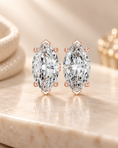 Pendientes de Diamantes Cultivados en Laboratorio con Corte Marquesa, Chapados en Rodio, Oro de 14K, Aspecto de Perla, Joyería de Lujo Moderna para Mujer - Product Image 1