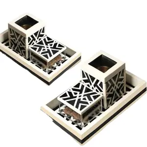 New Design Premium bakhoor incense burner with tray and box bone inlay bakhoor burner set from India