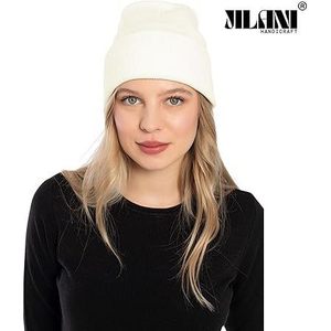 High Quality Women's for Cream <b>Slouchy</b> <b>Beanie</b> <b>Hat</b> Fashionable Woolen Cotton Autumn Beach Scene Print Free Size - Product Image 4