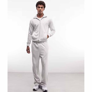 Men Full <b>Zip</b> Winter Tracksuit Set Hooded Jacket Straight Leg Drawstring <b>Trousers</b> Regular Fit Casual Two Piece Eco-Friendly - Product Image 4