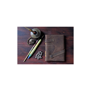 Diario de cuero genuino del fabricante, cuaderno hecho a mano, 100 hojas, hilo de papel de algodón en blanco, estilo de tapa dura de costura - Product Image 2