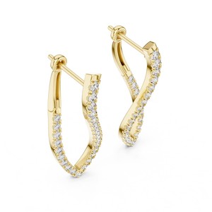 Boucles d'oreilles pendantes de luxe en or 18 carats plaqué or avec diamants de laboratoire et pierres étincelantes pour femmes, pour les fêtes et les mariages - Product Image 3