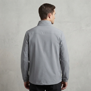 Chaqueta Cortavientos Ligera Gris Claro para Hombre, Cuello Alto, Cierre Completo, Chaqueta Deportiva para Exteriores con Bolsillos Laterales - Product Image 6
