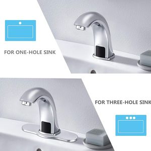Rubinetto Automatico Cromato per Lavabo Bagno con Sensore, Senza Contatto, Mani Libere, per Acqua Fredda, Piastra di Montaggio Inclusa - Product Image 4