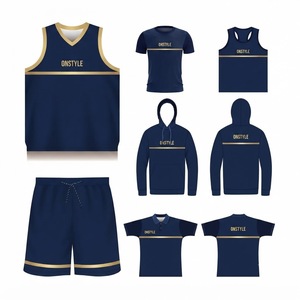<b>White</b> Blue Stripe Sportswear ONSTYLE Unisex Breathable Set Seasons Regular Fit <b>Vest</b> Hoodie Polo Shirt Shorts - Product Image 1